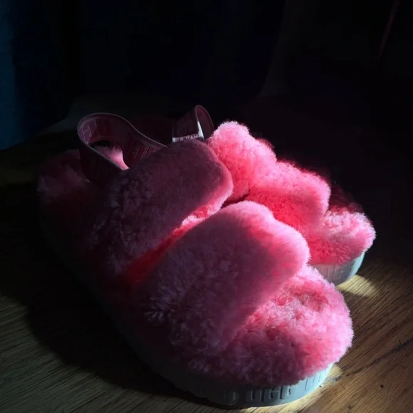 UGG Women Shoes Slipper Slide FLUFFITA Sheepskin Pink Size 7 - Picture 5 of 5